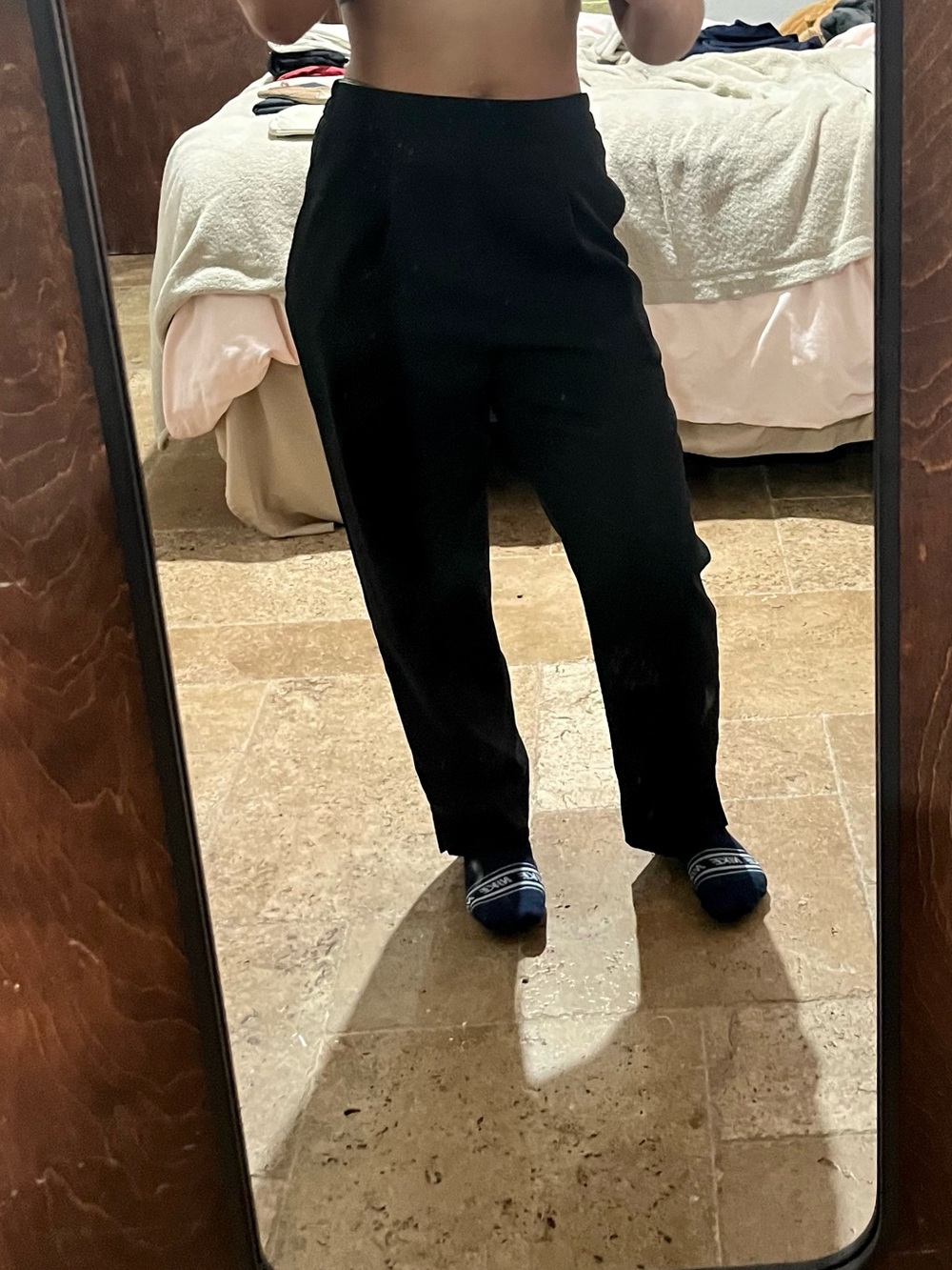 Vintage Black High Waist Tapered Pleated Trousers Size 2